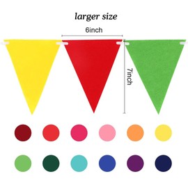 Rainbow Pennant Banner Flags 60pcs, 5 Packs Colorful Felt Fabric Pennant Banners Reusable Pennants String for Carnival Theme Rainbow Birthday Party Decorations