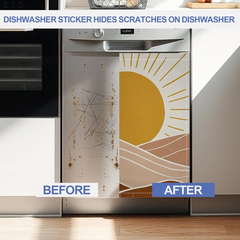 Boho Sun Dishwasher Magnet Cover,Front Dishwasher Cover Decoration Reusable Decorative