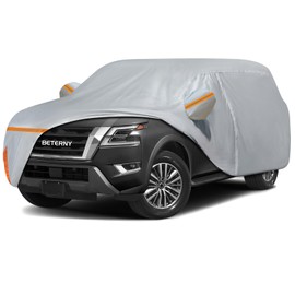 Car Cover for 2004-2025 Nissan Armada/Infiniti QX80, Waterproof Custom-fit All Weather Sun Rain UV Dust Snow Protection Outdoor Full Car Cover with Door Zipper and Cotton Lining-Grey