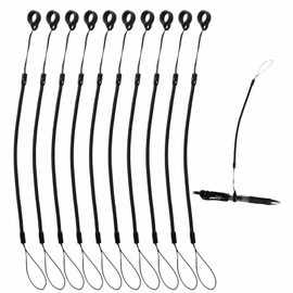 10Pcs Elastic Lanyard Tether, Silicone Pen Leash, Pen Lanyard Retractable, Anti-Loss for Tether Drawing Pen to Tablet Touchscreen, Spring-Loaded Silicone Lanyard Design (Black)