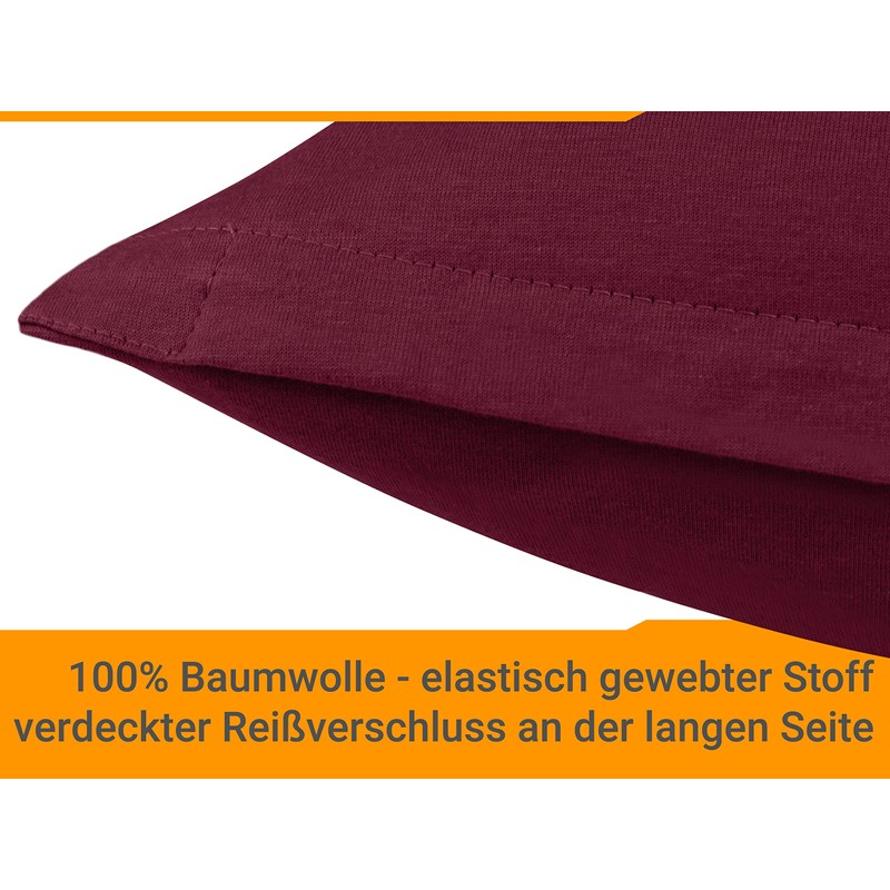 Npluseins 1331.1812 Cotton Pillowcases, Jersey, Various Colours, Pack of 2