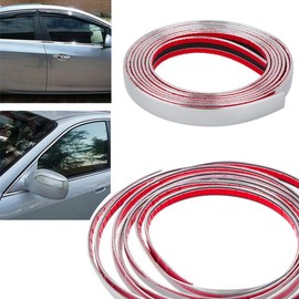 30Ft Automotive Chrome Trim Molding 6mm Wide Car Exterior and Interior Trim Silver Side Body Trim Strip Tools for Door Window Bumper Decorative Strip