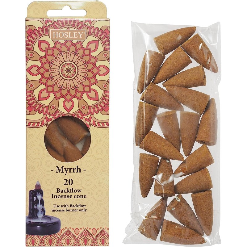 Hosley Backflow Myrrh Fragrance Incense Cones Infused with Essential Oils