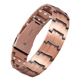Jecanori Pure Copper Bracelet for Men, Upgrade 3X Ultra Strength Magnetic Bracelets for Men with 3800 Gauss Neodymium Magnets, Premium Fold-Over Clasp Jewerly Gift with Sizing Tool