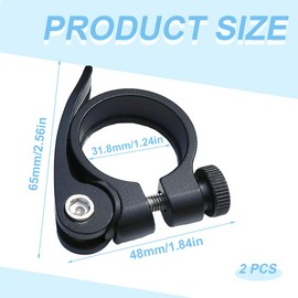 EIHI Pack of 2 seat clamp 31.8, quick release bicycle, quick release seat post, bicycle quick release, saddle quick release, quick release for bicycle saddle, bicycle seat clamp, black