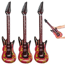Zugar Land Red Hot Fiery Flame Rock Inflatable Guitar (12 Pack) Rock Star Style. 42". Vinyl. (12)