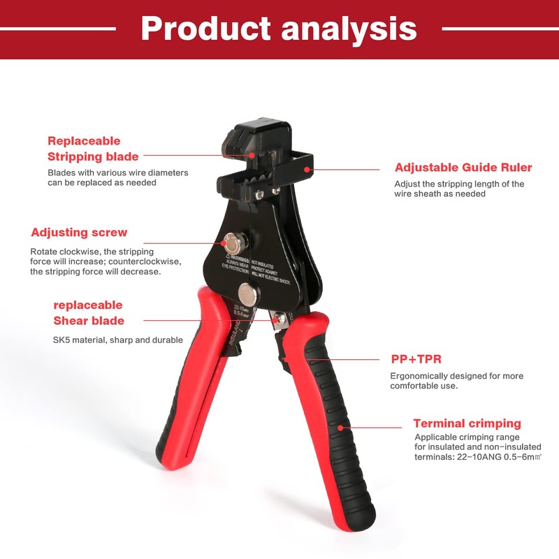 DEWIN Wire Stripper, Multifunctional Photovoltaic Solar Wire Stripper Crimping Pliers