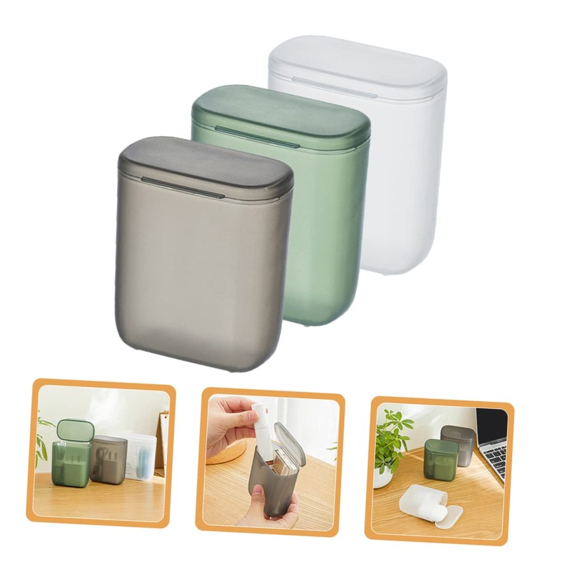 KOMBIUDA 3Pcs Small Plastic Storage Boxes with Lid Organizer for