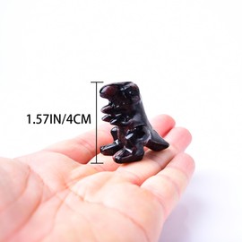 WUYOUSHI Garnet Dinosaur Decor Statue Crystals and Healing Stones Figurine Polished Gemstones ​Bedroom Office Desk Home Decoration A Lucky Decoration