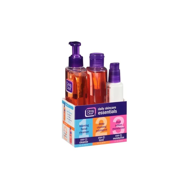 Clean Clear 3-articulos Daily Acne Skincare Set,