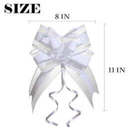 WEWILUCK Large White Gift Bow, 10 PCS White Pull Bows for Gift Wrapping, Wedding, Christmas, Valentine's Day, Presents, Flower Basket Decor(8 inches)