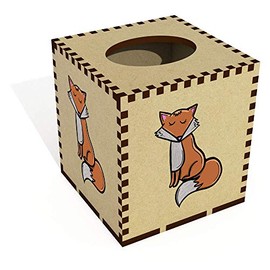 Square 'Fox' Wooden Tissue Box Cover (TB00044098)