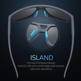 TOREGE Polarized Sports Sunglasses For Man Women Cycling Running Fishing Golf TR90 Unbreakable Frame TR14 (Matte Grey&Blue&Light Blue Lens)