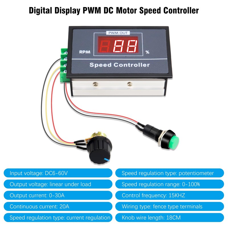 Digital display PWM DC motor speed controller Binghe 6V12V24V48V Stepless