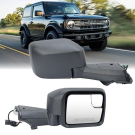MOFOAP Passenger Side Mirror Compatible With 2021-2025 Ford Bronco Mirrors with Power Heated Glass Manual Folding Texture Black（5 Pins）