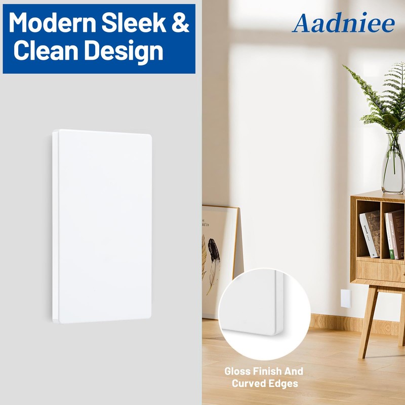 Aadniee Screwless Blank Wall Plates, 1-Gang Child Safe No Device