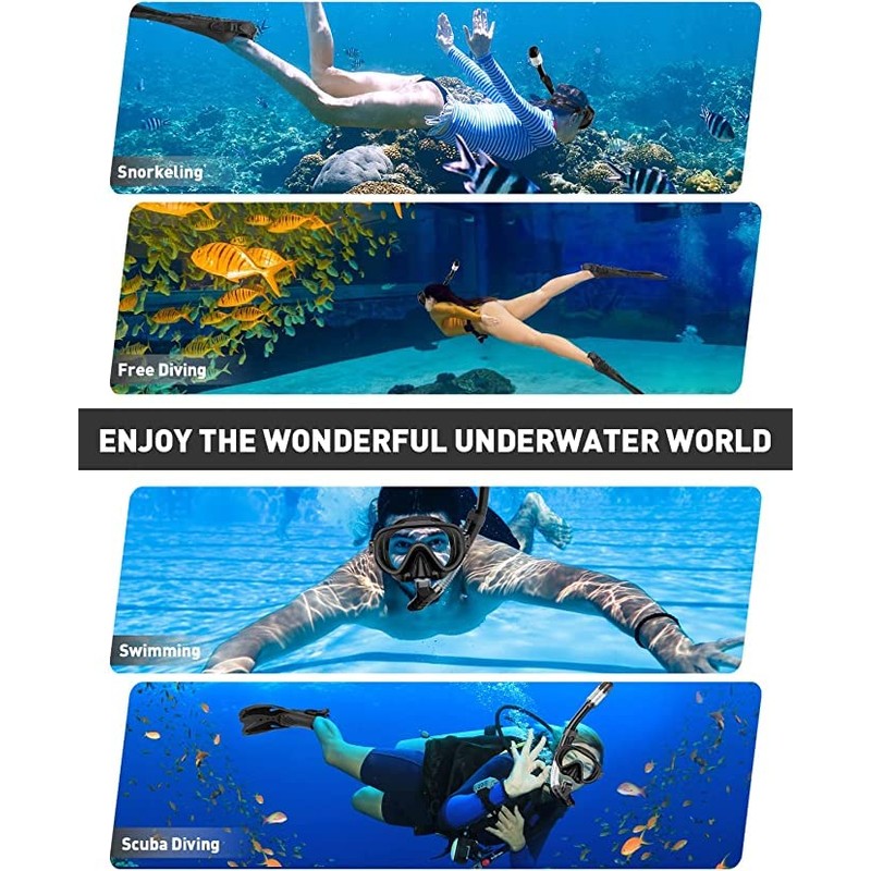 EMSINA Dry Snorkel Set,Panoramic Wide View,Anti-Fog Scuba Diving Mask,Professional Snorkeling