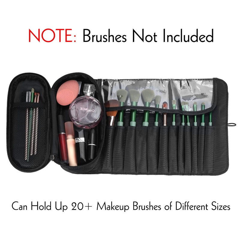 Portable Folding Makeup Brush Bag, Multifunctional Cosmetics Rolling Storage Case