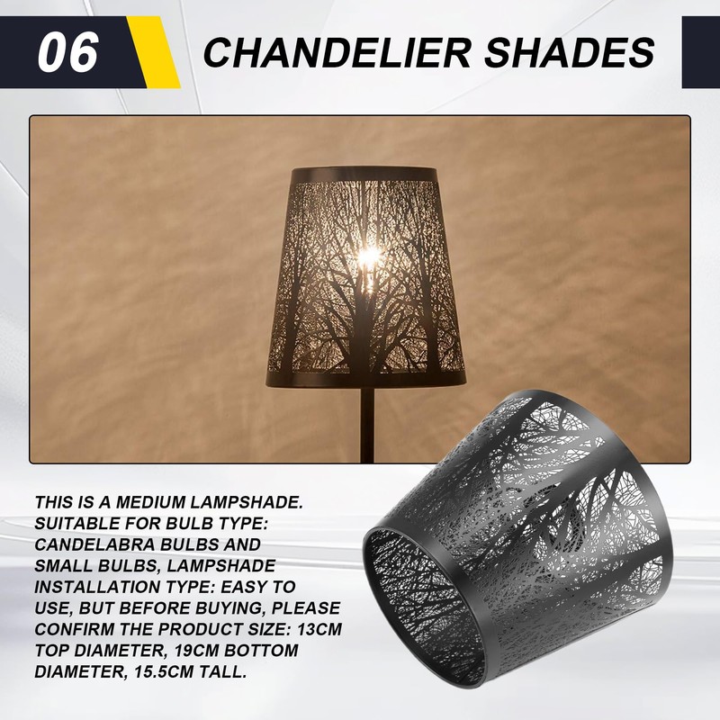 Aswalling Small Lamp Shade, Metal Lampshade with Pattern of Trees
