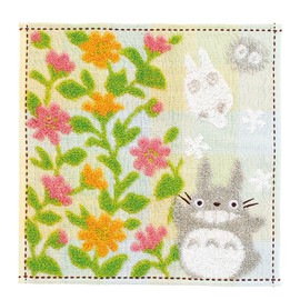 Maruman Towel Handkerchief 9.8x9.8 Inches (25x25cm) Totoro Flower Field with Imabari Name Tag 0590205400