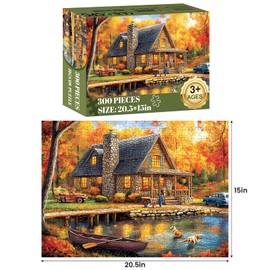 300 Piece Puzzles for Adult Jigsaw Puzzles Yellow Forest Boat Puzzle 300 Pieces Jigsaw Puzzles for Adult Kids Elderly Family Challenging Puzzles Game Home Decor Gift Toy 20.5x15IN