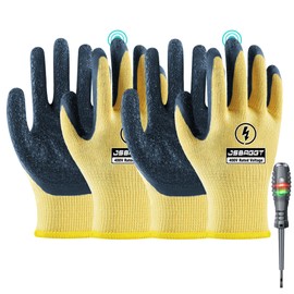 JSBAGGT Insulated Electrician Gloves 2PCS 400V High Voltage Resistance Electrician Voltage Work Gloves Flame Retardant Insulation Electrical Gloves with Rubber （Yellow