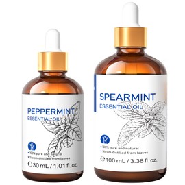 HIQILI HIQILI 3.38 Fl Oz Spearmint Essential Oil and 1 Fl Oz Peppermint Essential Oil, 100% Pure Natural for Diffuser