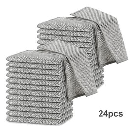12 Pack Stainless Steel Scrubber, Non-Scratch Heavy-Duty Dish Cleaning Cloth, Reusable Metallic Fiber Scrubber for Kitchen, Dishwasher Safe, Multi-Use Cleaning Rags - Quantity: 24 Pcs