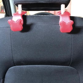 Car Hooks for Purses and Bags Cute Leather (2 pcs, Red) Cat Shape Car Essentials for Women Interior Cute Car Accessories Cute Aesthetic Bag Hooks for Car Seat Hooks for Headrest