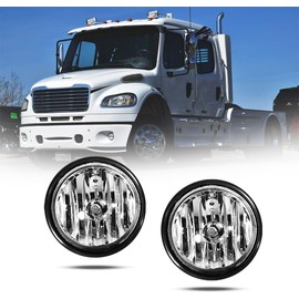 Halogen Pair Fog Lights Replacement With Bulbs Fit For 2000-2015 Freightliner Columbia Passenger & Driver Side Front Fog Light Lamp Fit for 2004-2015 Freightliner Century
