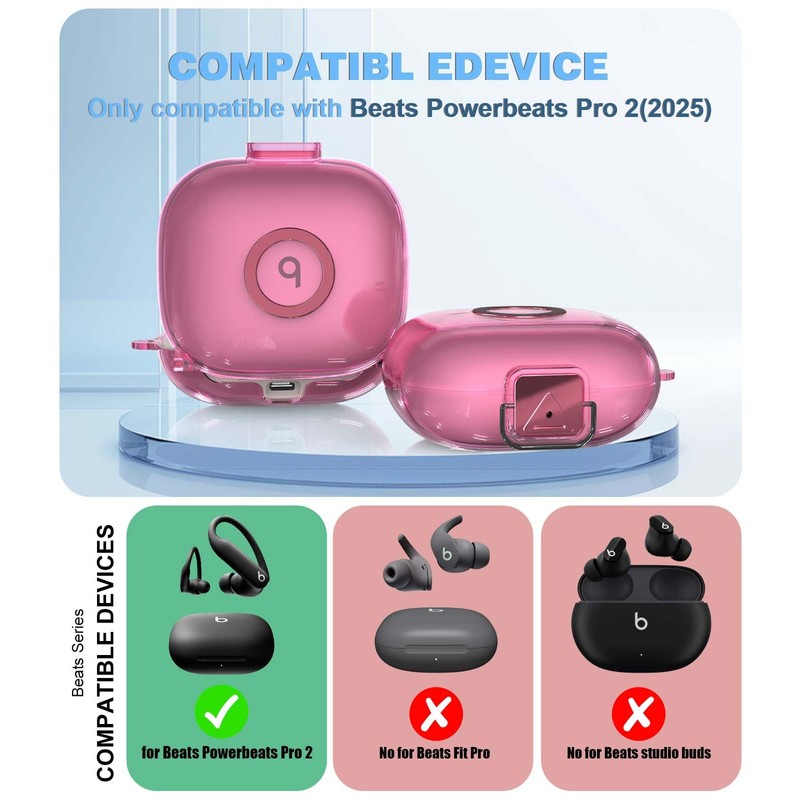Case for Beats Powerbeats Pro 2，Safety Lock Switch，Clear TPU Protective