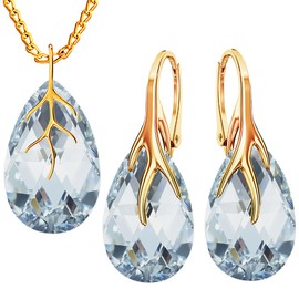 MŚ 1997 MENNICA ŚWIDNICKA Earrings 925 Silver with Necklace Women's Set – Gold-Plated 24 K – High-Quality Zircons – Jewellery Chain Women's Earrings Set with Necklace Ideal Gift Idea, Sterling Silver,