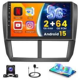 [HiFi 64G] Android 15 Car Stereo for Subaru Forester Impreza WRX Radio 2008-2012, Hikity 9 Inch Touchscreen Car Radio Wireless CarPlay Android Auto 5G WiFi/Bluetooth/GPS FM/EQ Backup Cam+MIC
