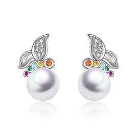 Sterling Silver Pearl Butterfly Earrings Hypoallergenic Stud Earring Anniversary Birthday Jewellery Gifts for Women Mother Friends