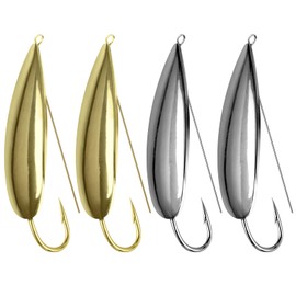 QualyQualy Weedless Spoon Fishing Lures for Saltwater, Minnow Fishing Spoon Hard Bait for Redfish Bass Tourt Northern Pike, 4PCS (Mixcolor-03-4pack, 4/7 oz)