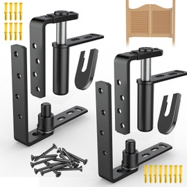 Cafe Door Hinges and Saloon Door Hinges, Swinging Door Hinge Self Closing for Louvre Doors,Swinging Doors, 304 Stainless Steel (MID Black, Double Door(2Pack))