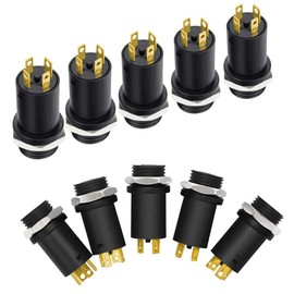InduSKY 10pcs 3.5mm Mini Stereo Female Jack Socket Plug With Nuts 3.5mm Stereo Panel Mount Jack Solder Connector Headphone Audio Video Vertical Socket 4 Pole Gold Plated
