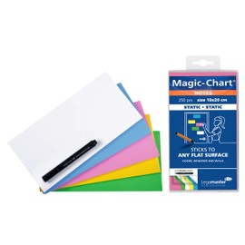 Legamaster Magic-Chart Notes - statisch selbsthaftend - weiß - 10x20cm - abwischbar und wiederbeschreibbar - inkl. 1 Boardmarker - 250 Folien