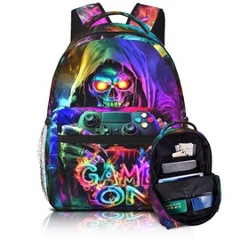 Nebrpio Gaming School Backpack for Boys Game Boys Backpack for Kids Children Teens Elementary Middle School Students Ages 6-18 Video Game Bookbag Travel Back Pack