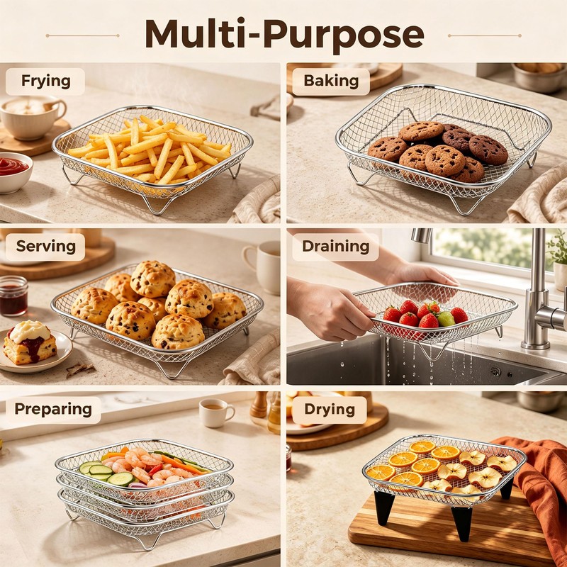 Homikit Air Fryer Rack, 3Pcs Stainless Steel Air Fryer Accessories,