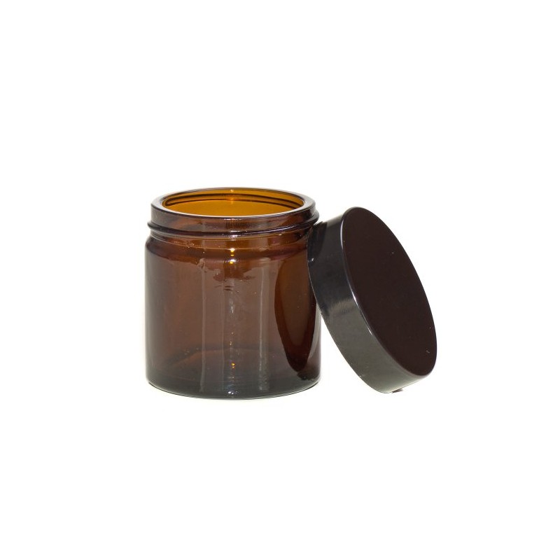 Aura 60ml Amber Glass Jars with Black Lids - Pack