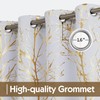 FMFUNCTEX 100% Blackout Curtains Gold White Foil Branch Curtains for
