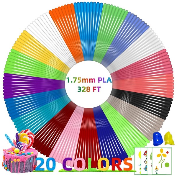 GEEETECH 3D Pen Filament Refills 20 Colors Total 328 Feet
