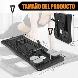Tabla Deslizante de Pilates 5 en 1, Tabla Abdominal Plegable, Ejercicios Abdominales de Rebote Automático, Tabla Multifuncional para Abdominales, Cama