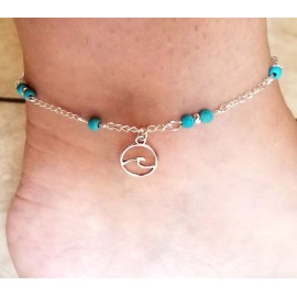 Handmade Silver WAVE Anklet Beaded Anklet Womens Anklets Ocean Wave Ankle Bracelet Beach