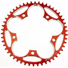 YBEKI 130 BCD Bicycle Chainring 38T 40T 42T 44T 46T 48T 50T 52T 54T 56T 58T 60T Narrow Width Chainrings for 8 9 10 11 12 Speed Road Bike (58T, Red Round)