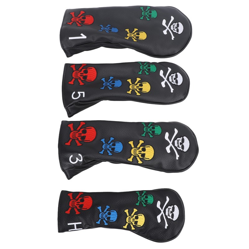4Pcs Skull Golf Club Head Covers Golf Club Headcovers Colorful