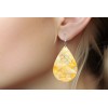 Twisted R Design Yellow Fans Wood Dangle Teardrop Print Earrings