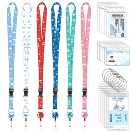 6 Pack Cruise Ship Lanyards, Cruise Lanyards for Ship Key Cards with Waterproof ID Holder Cruise Luggage Tags Retractable Badge Reel & Detachable Buckle for Cruise Essentials