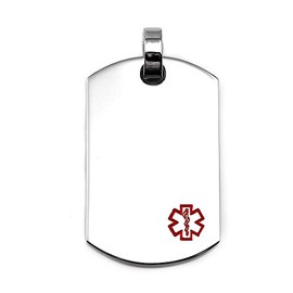 StickyJ USA Polished Stainless Medical Alert Dog Tag LG